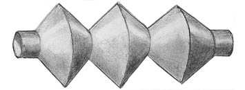Drawing of bellows, a metal tube with corrugated walls.